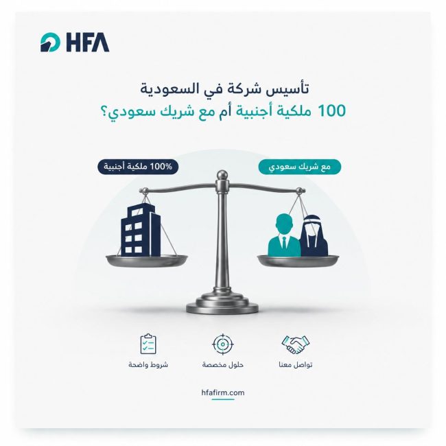 تأسيس شركة في السعودية بملكية أجنبية 100%